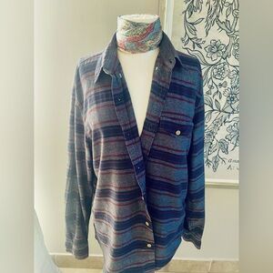 J. Crew Navy and Red Striped Workshirt